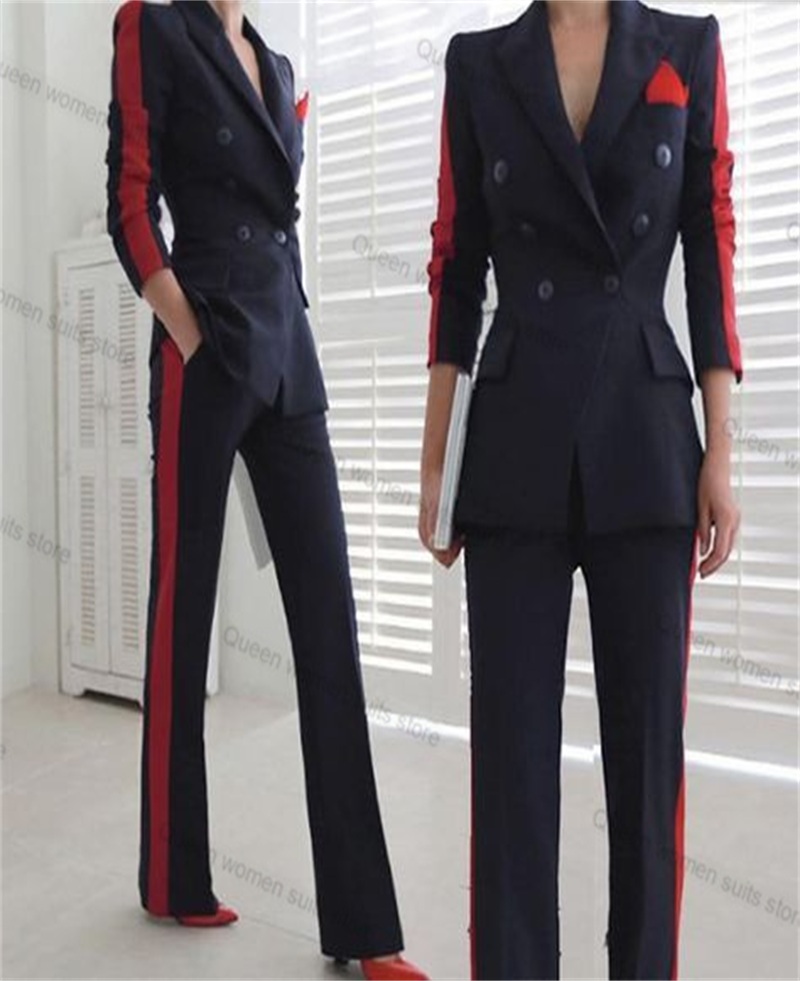 Women Formal Wear Trousers - Red Black Autumn Women Suit Set