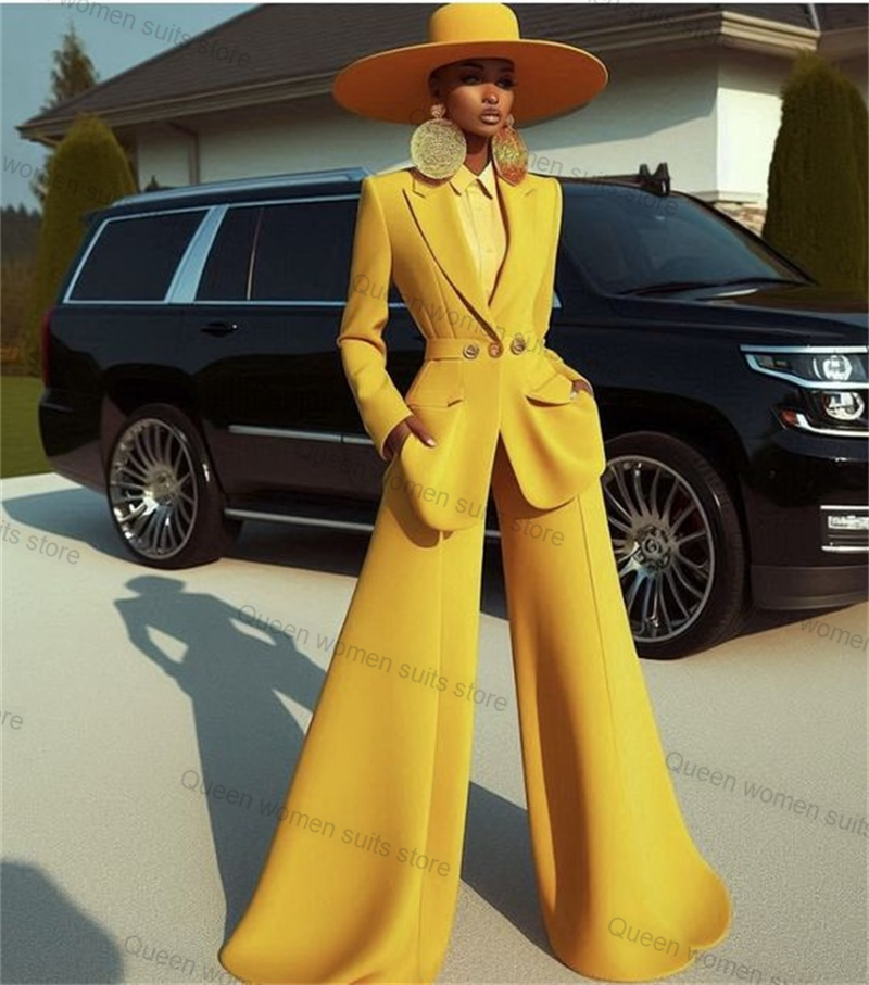 Yellow Formal Wear Women - Yellow Cotton Women Suit Set 2