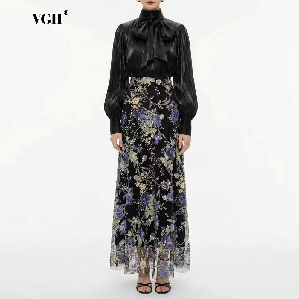 Women'S Elegant Formal Wear - VGH Elegant Chic Black Floral Two