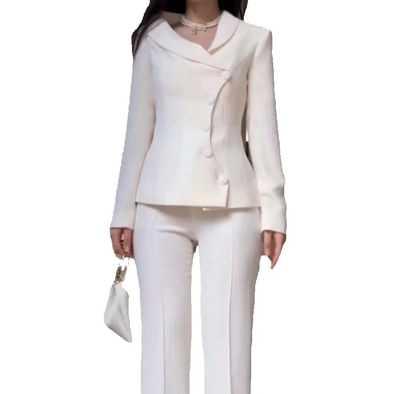 White Women Suits Set 2 Piece  - đánh giá và giá Women Formal Wear Trousers
