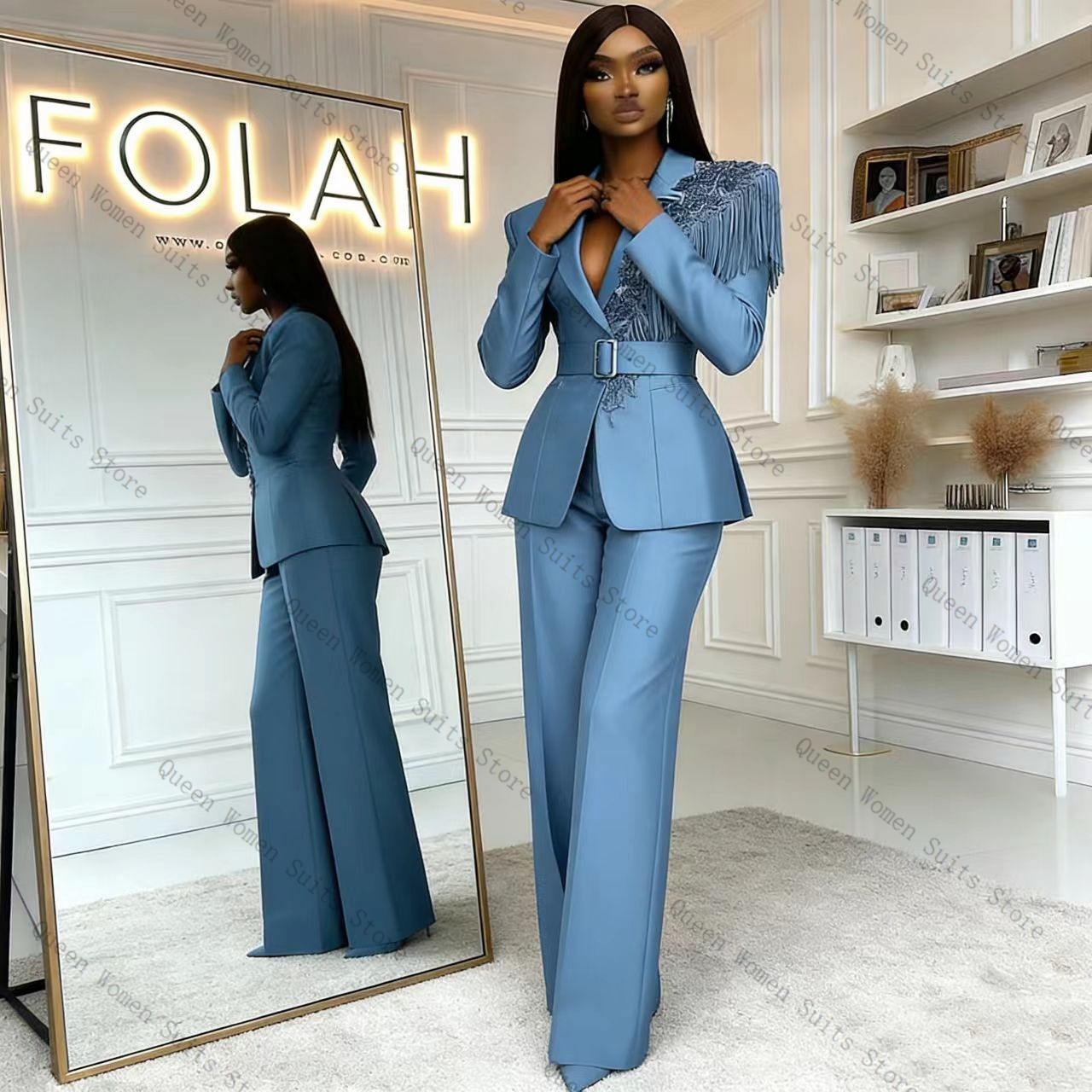 Tassel Blue Women Suit Pants S - đánh giá và giá Women Formal Wear Trousers