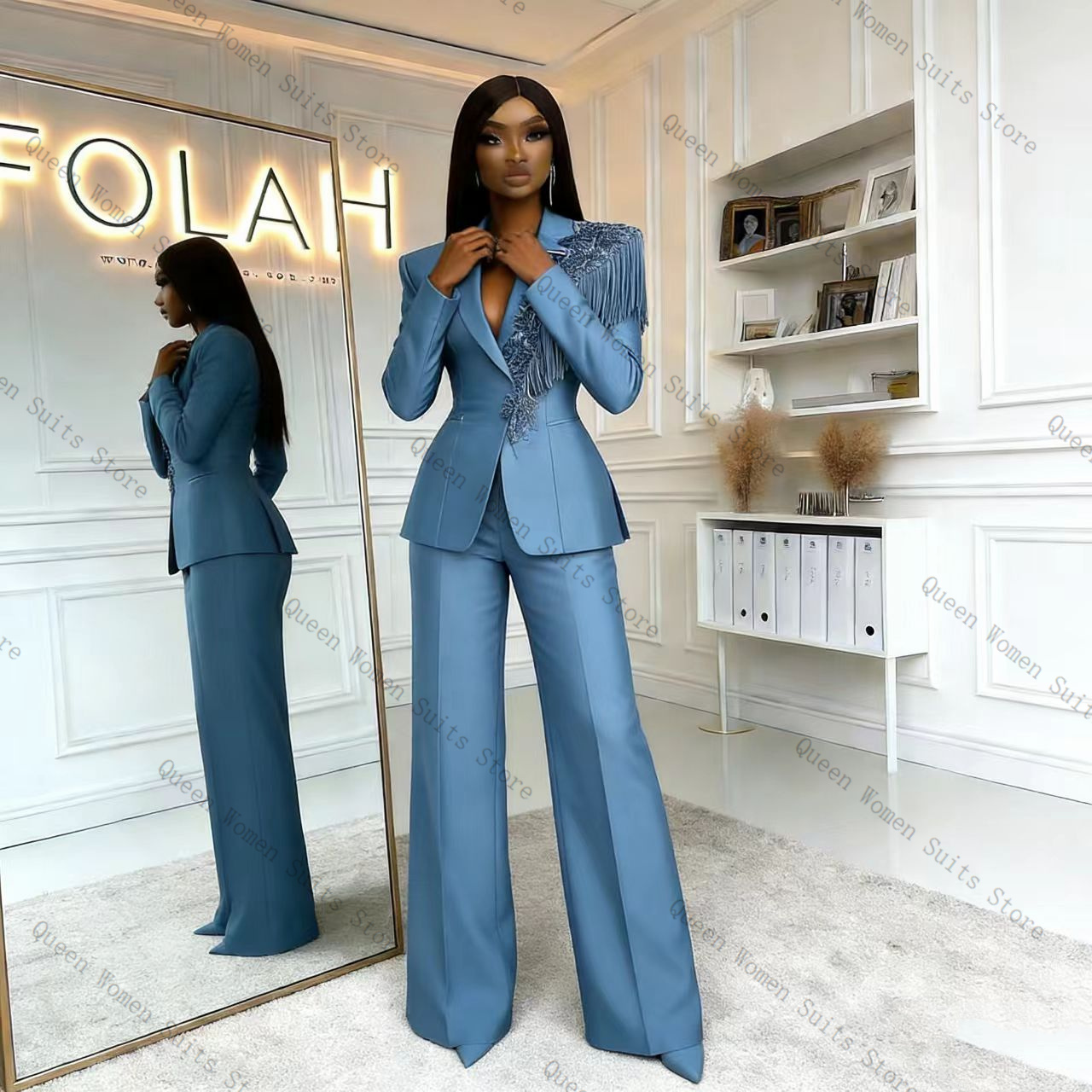 Tassel Blue Women Suit Pants S - đánh giá và giá Women Formal Wear Trousers