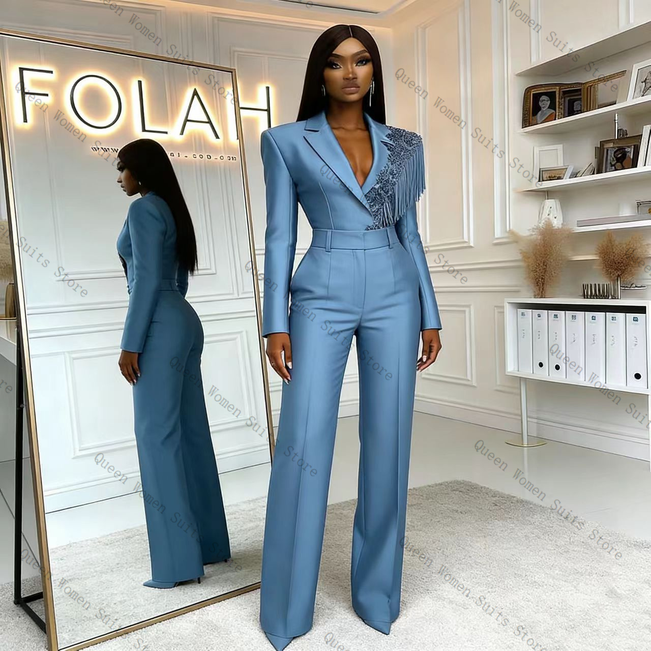 Tassel Blue Women Suit Pants S - đánh giá và giá Women Formal Wear Trousers