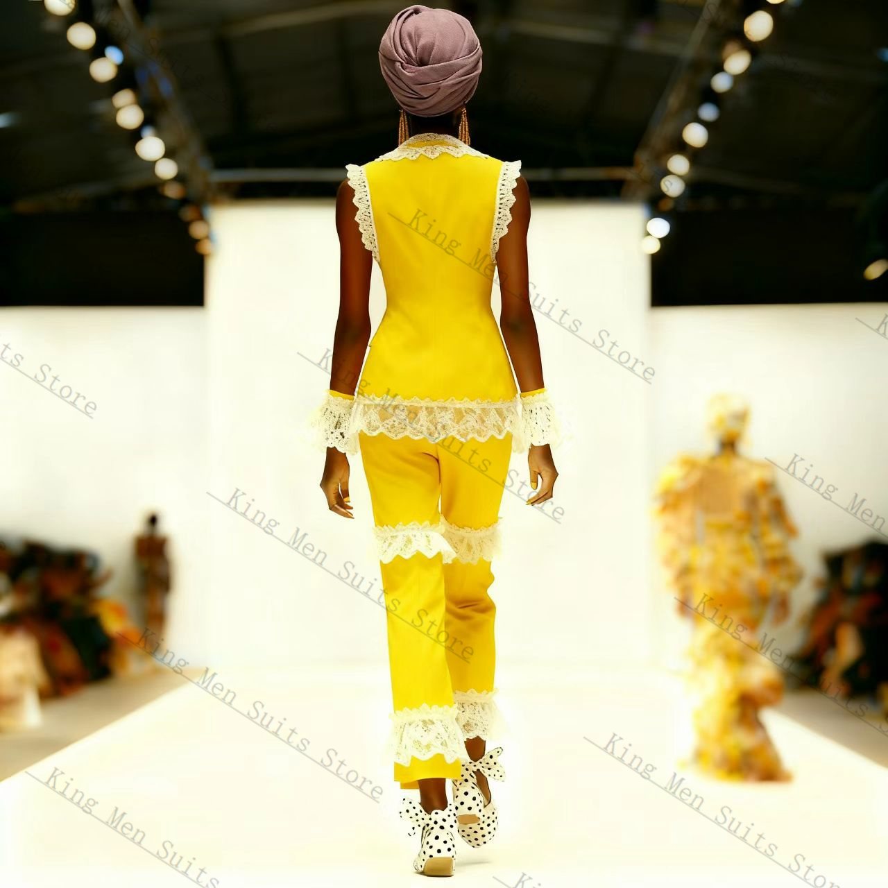 Yellow White Lace Women Suit S - đánh giá và giá Yellow Formal Wear Women