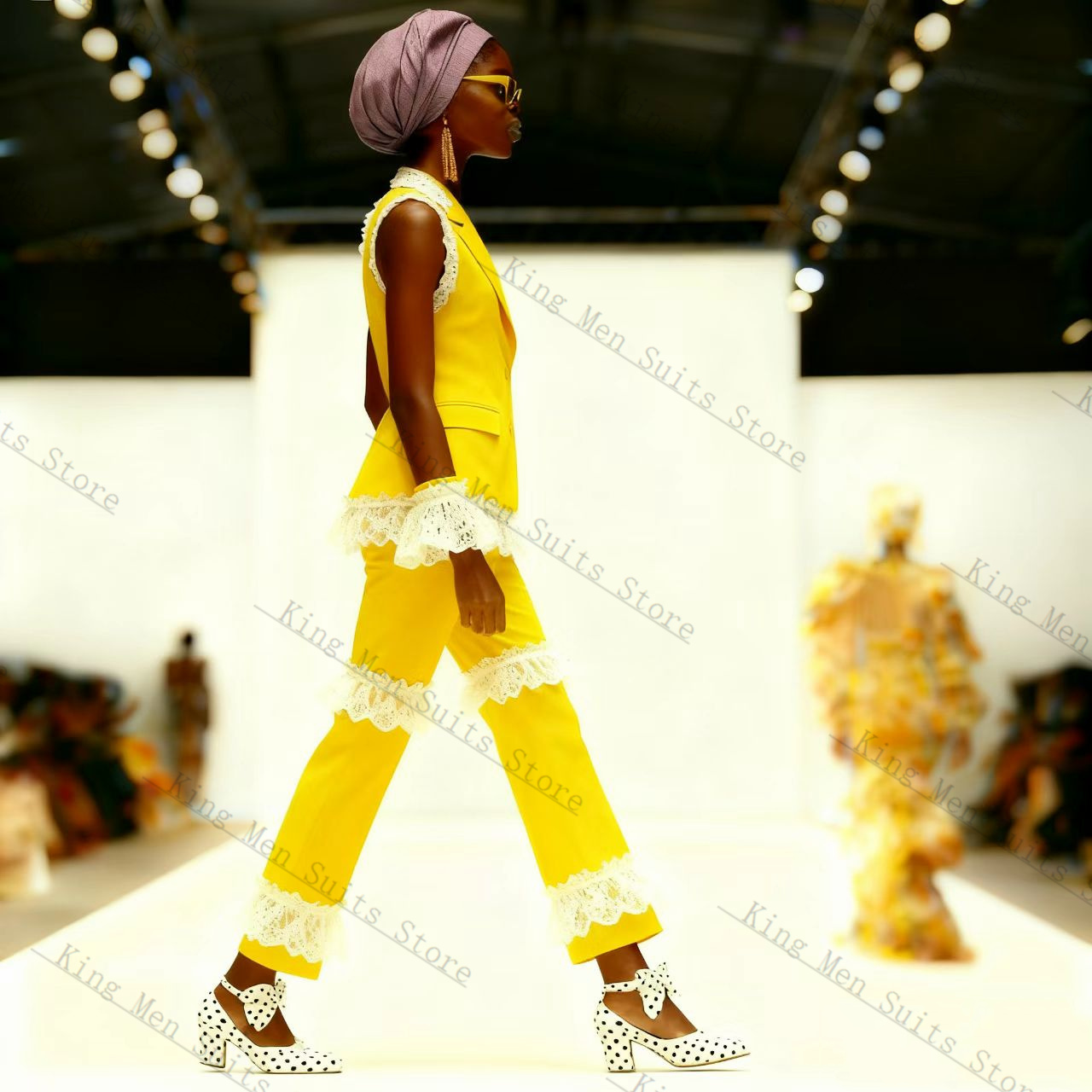 Yellow White Lace Women Suit S - đánh giá và giá Yellow Formal Wear Women