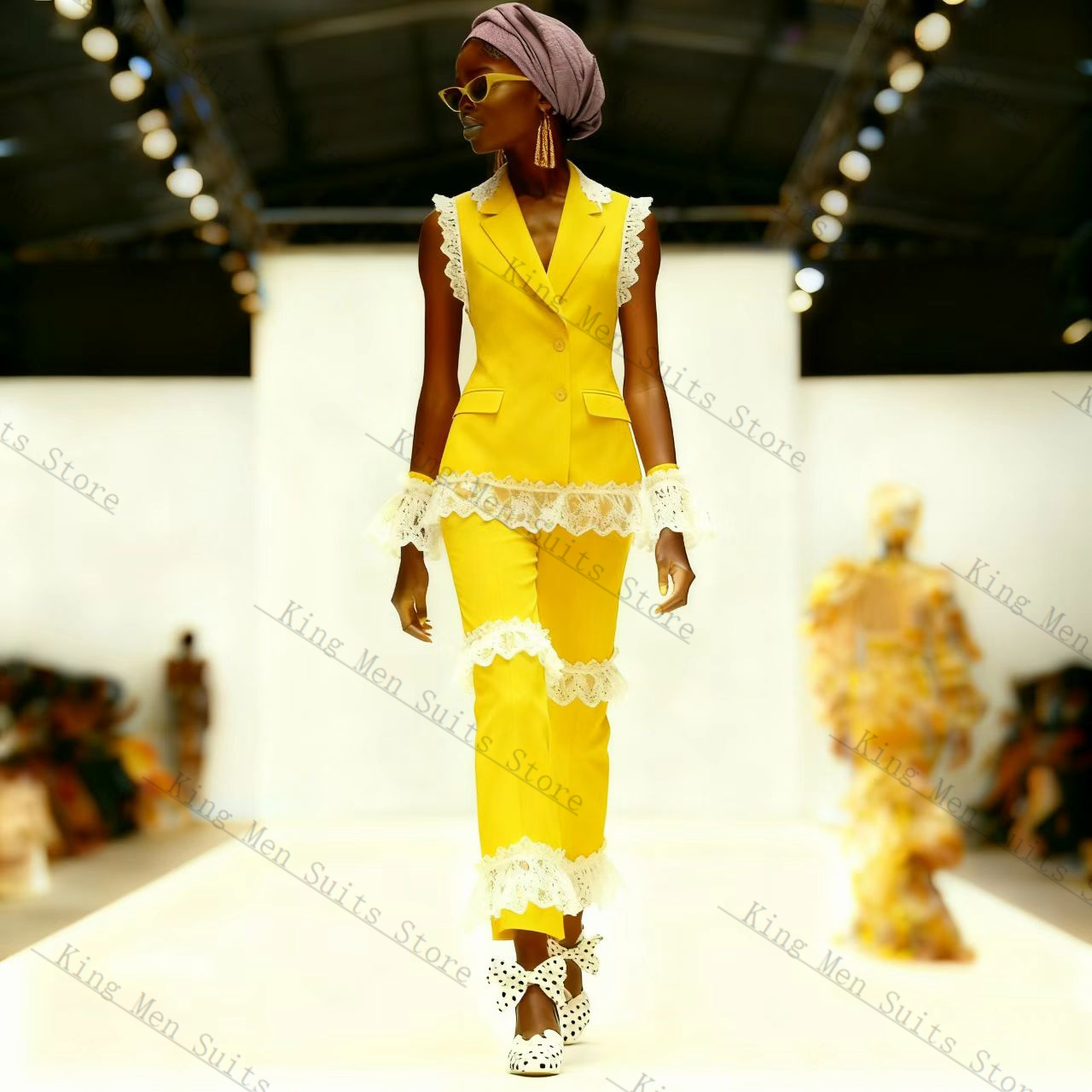 Yellow White Lace Women Suit S - đánh giá và giá Yellow Formal Wear Women