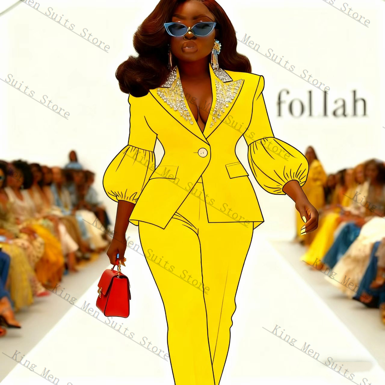 Crystals Yellow Women Suit Set - đánh giá và giá Yellow Formal Wear Women