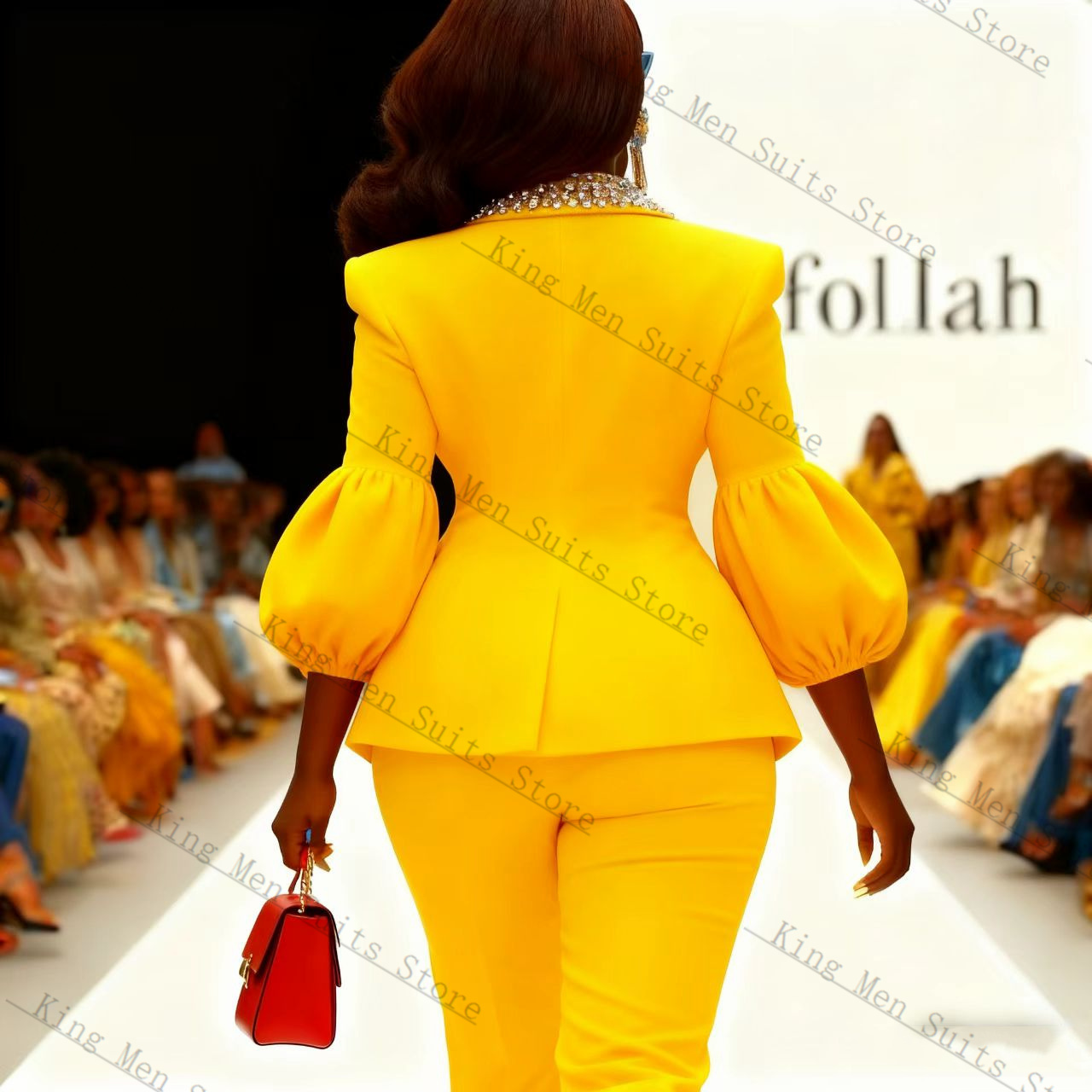 Crystals Yellow Women Suit Set - đánh giá và giá Yellow Formal Wear Women