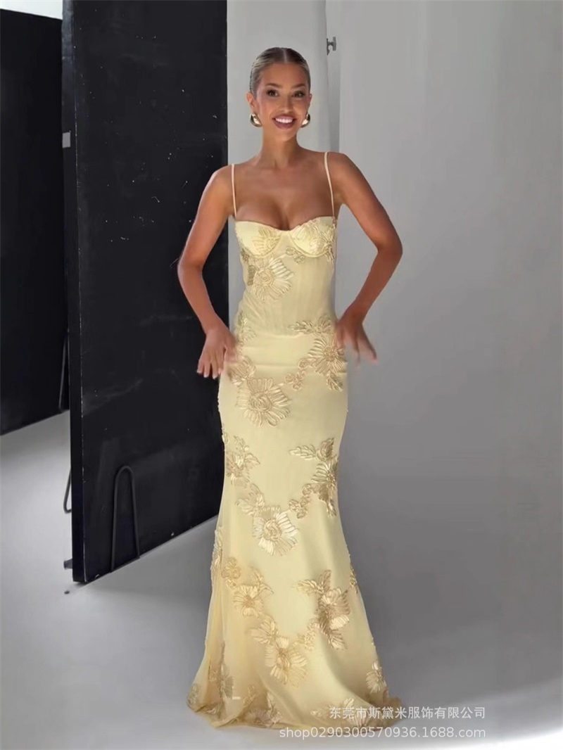 Yellow Embroidery Women Prom D - đánh giá và giá Yellow Formal Wear Women