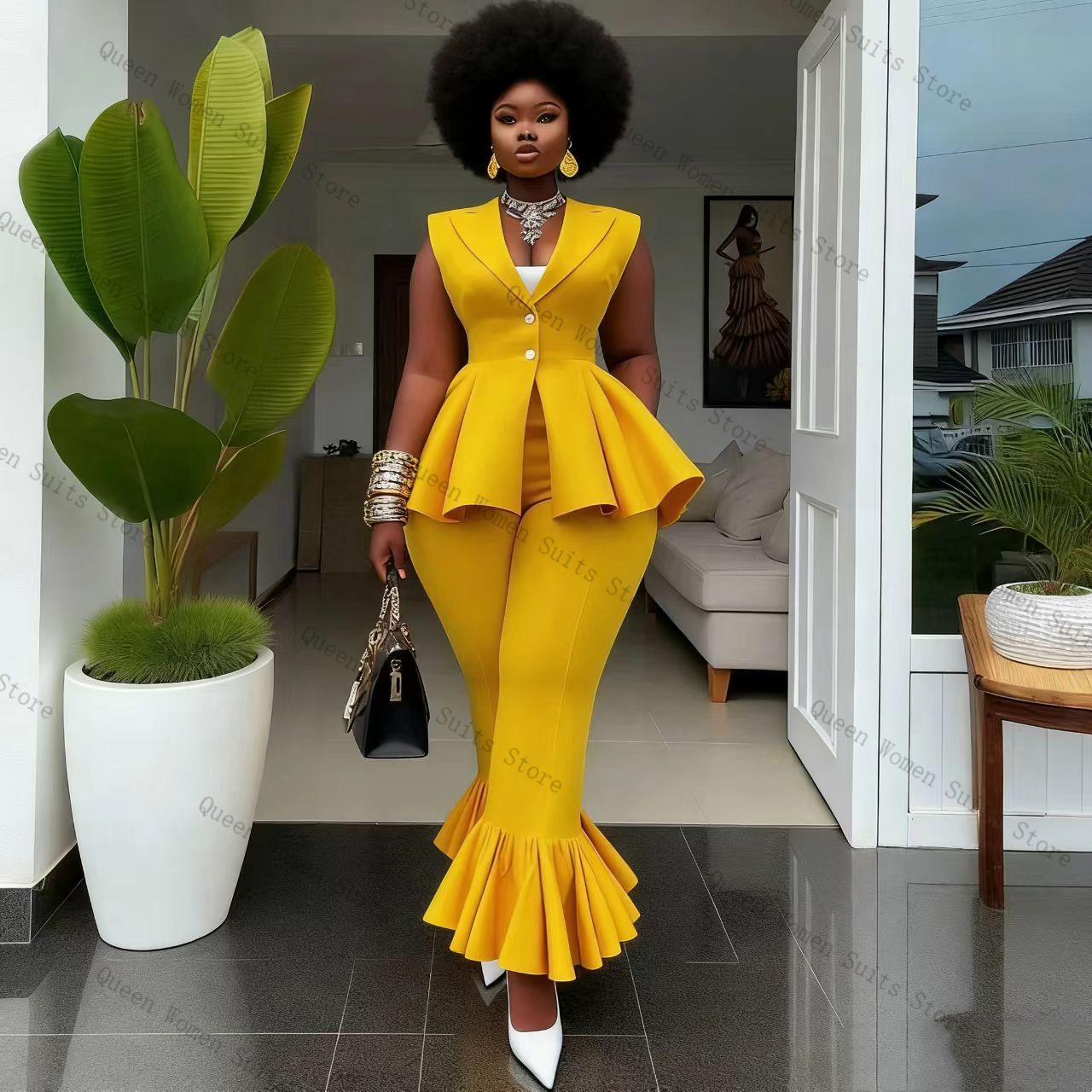 Yellow Women Suit Pants Set 2  - đánh giá và giá Yellow Formal Wear Women