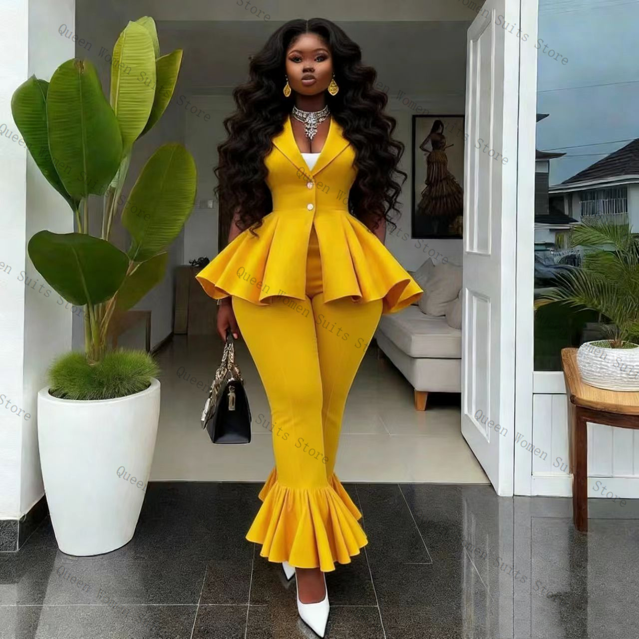 Yellow Women Suit Pants Set 2  - đánh giá và giá Yellow Formal Wear Women