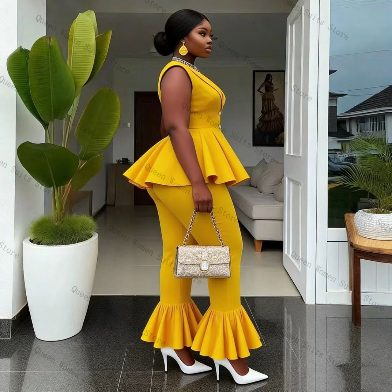 Yellow Women Suit Pants Set 2  - đánh giá và giá Yellow Formal Wear Women