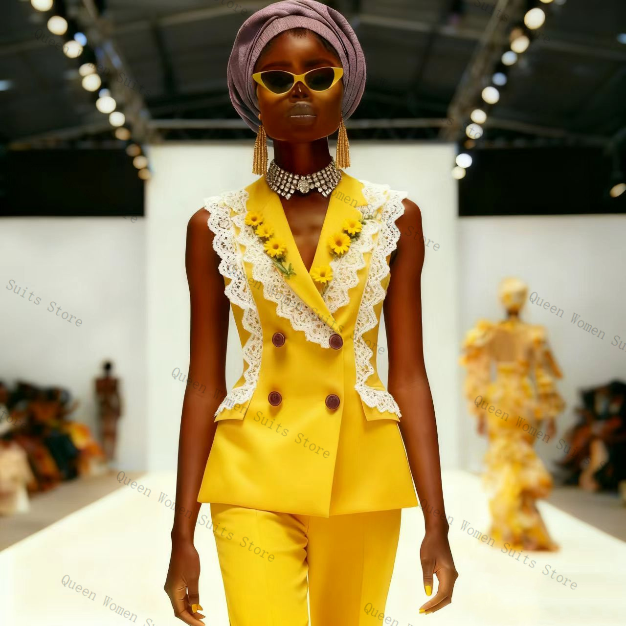Yellow White Lace Women Suit P - đánh giá và giá Yellow Formal Wear Women