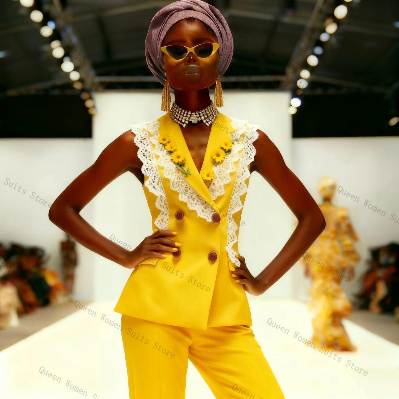 Yellow White Lace Women Suit P - đánh giá và giá Yellow Formal Wear Women