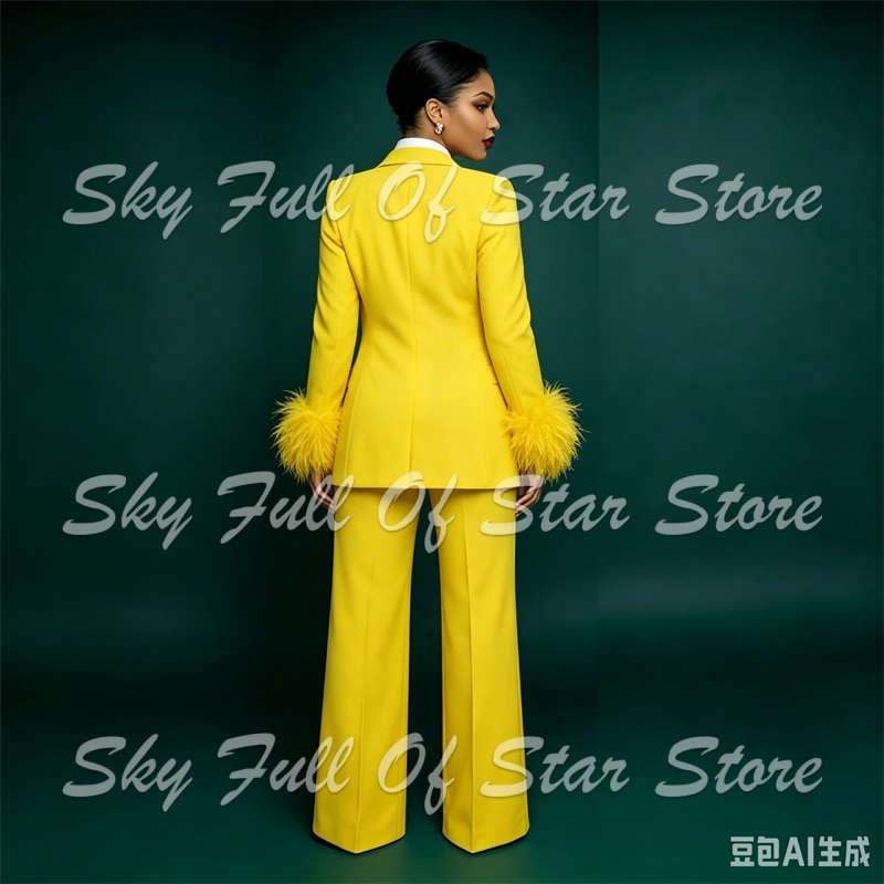 Bright Yellow Feather Cuff Wom - đánh giá và giá Yellow Formal Wear Women