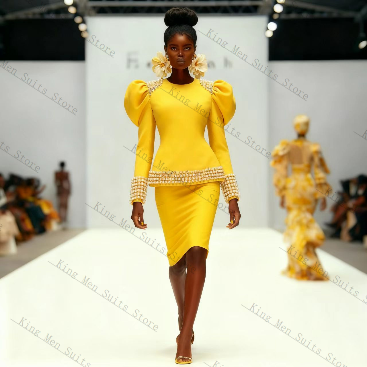 Yellow Black Women Suit Set 2  - đánh giá và giá Yellow Formal Wear Women